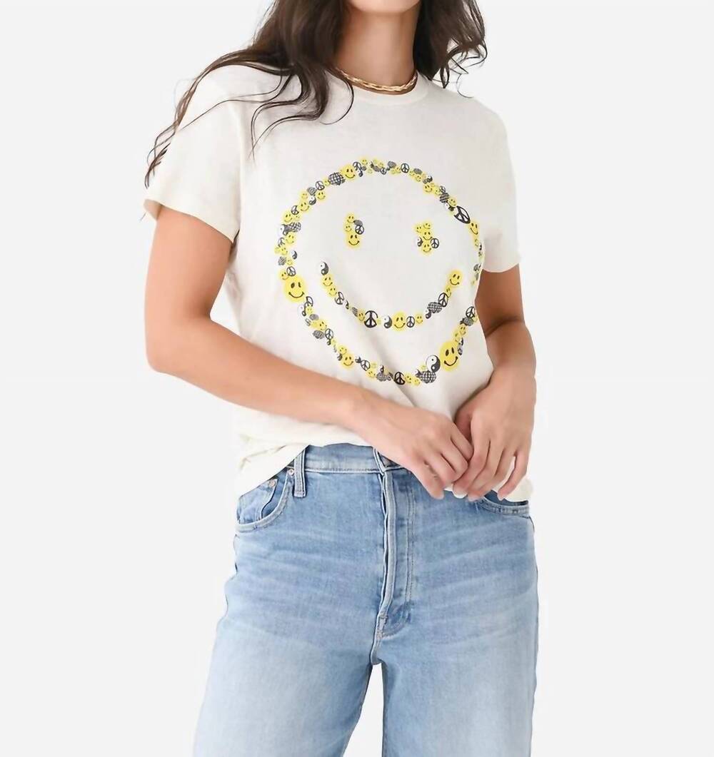 NEW RE/DONE 70s loose tee smile top in vintage white